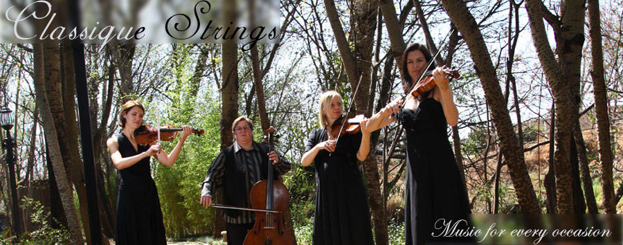 Classique Strings has a wide repertoire ranging from the classic string quartets of Mozart and Beethoven to the lighter side of movie music, Robbie Williams and much more
